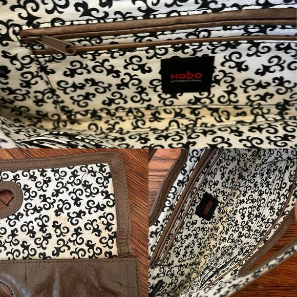 Hobo International Brown Leather Katrina Clutch Fold Over Cutout Handle Envelope - Picture 14 of 16